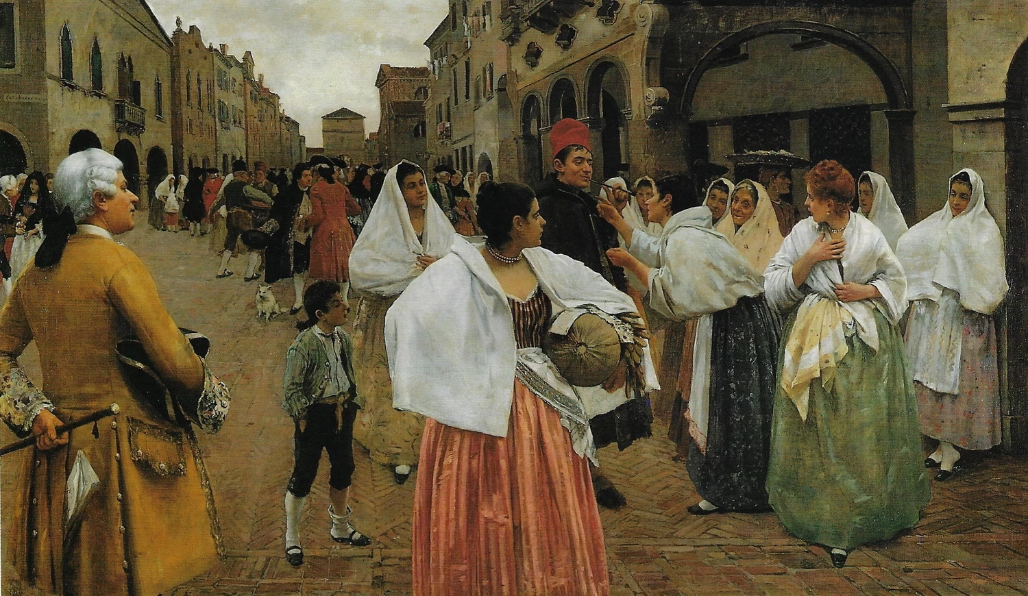 213-Ettore Tito-Scena settecentesca a Chioggia-1880  